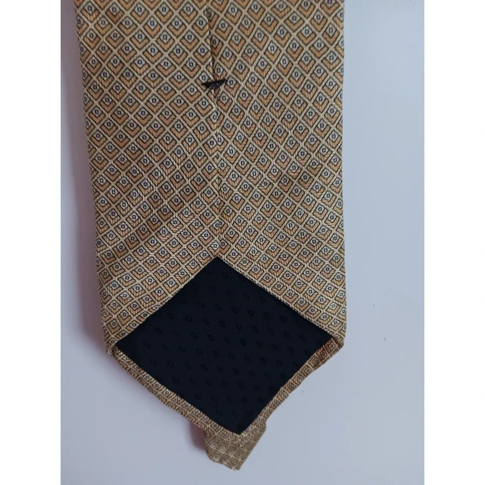 Umberto Bossi all silk 59in mens tie gold/yellow geometric design‎ B2